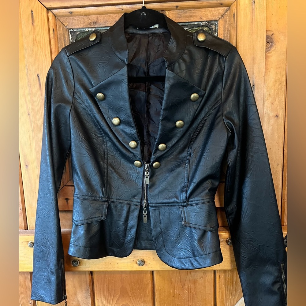 Y2K Vintage - Moon Collection - PU leather jacket - military style